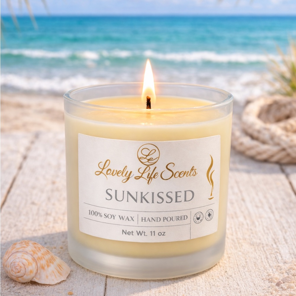 Sunkissed 11 oz Premium Soy Wax Candle, A Sun Bathing Scent, Lovely Life Scents